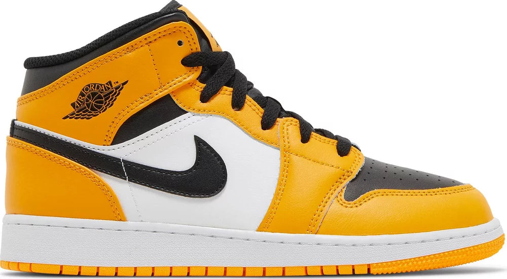 Nike Grade School Womens Air Jordan 1 Mid Sneakers - 'Reverse Yellow Toe'