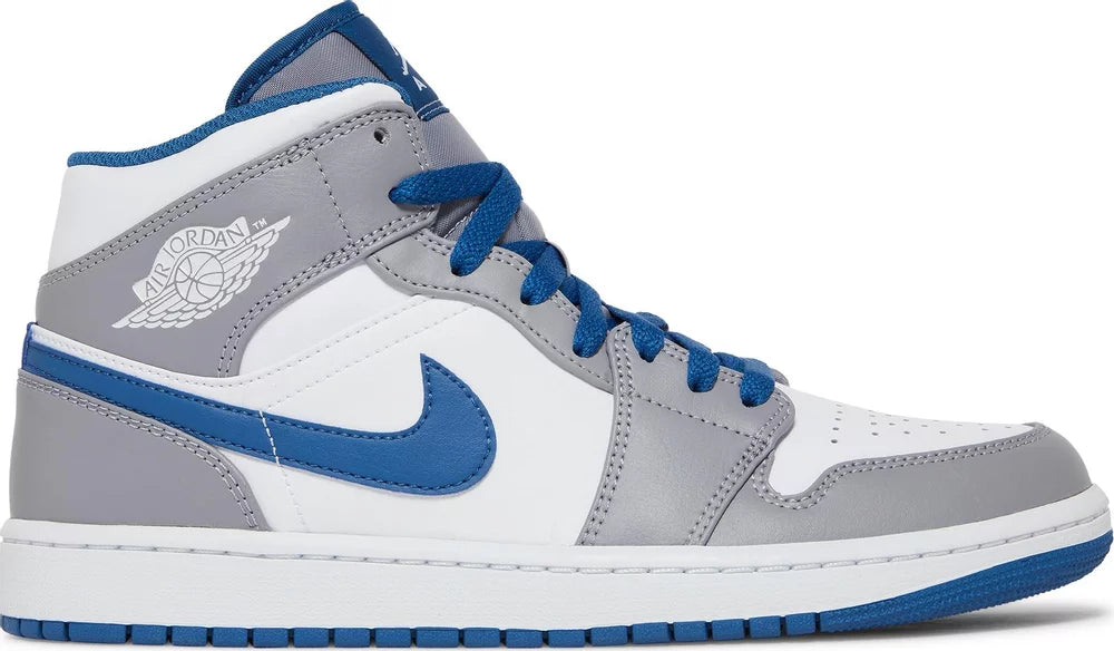 Nike Mens Air Jordan 1 Mid Sneakers - 'Cement True Blue'