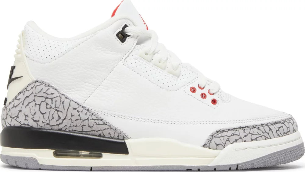 Nike Grade School Womens Air Jordan 3 Retro Sneakers - 'White Cement Reimagined'