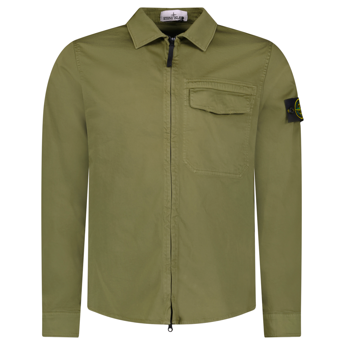 STONE ISLAND ZIP UP OVERSHIRT KHAKI / MILITARY GREEN
