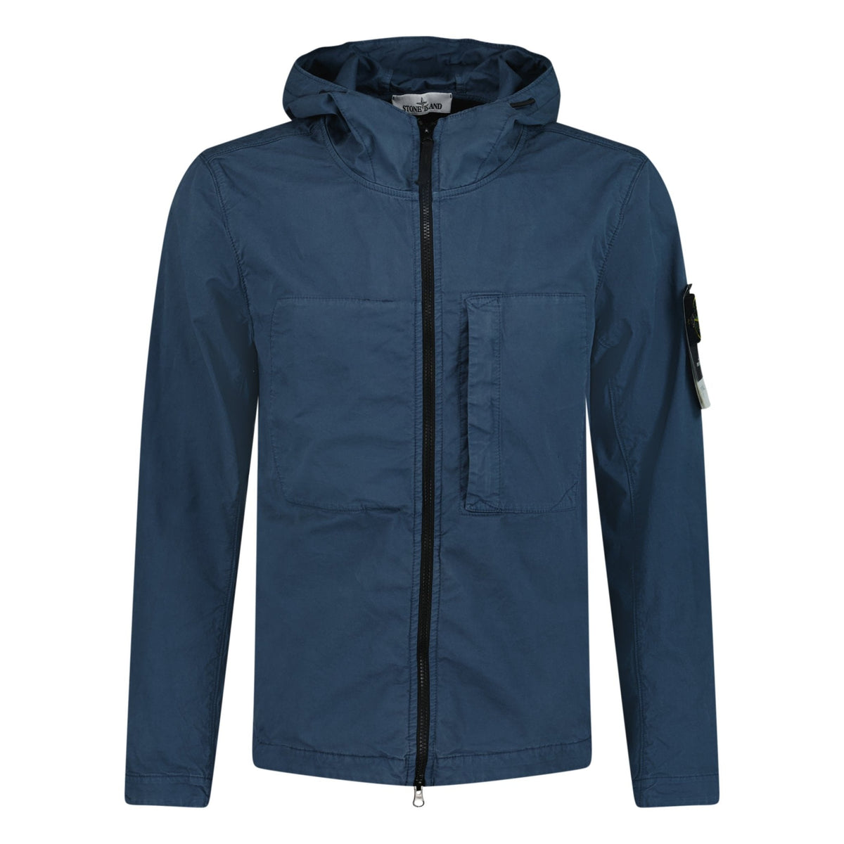 STONE ISLAND ZIP UP HOODED OVERSHIRT JACKET DARK BLUE