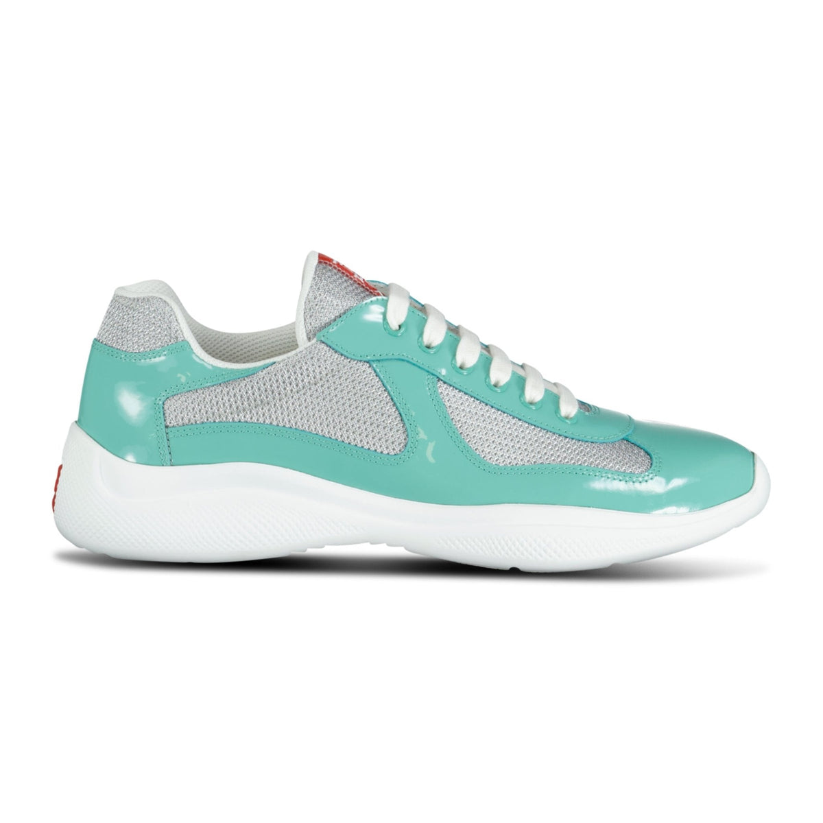 PRADA AMERICAS CUP MESH TRAINERS PATENT JADE GREEN