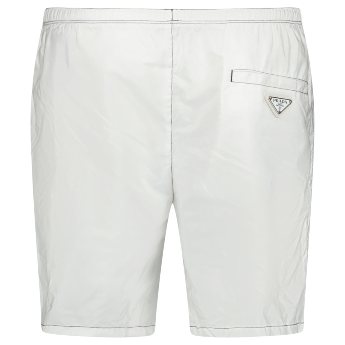 PRADA TRIANGLE LOGO SWIM SHORTS WHITE
