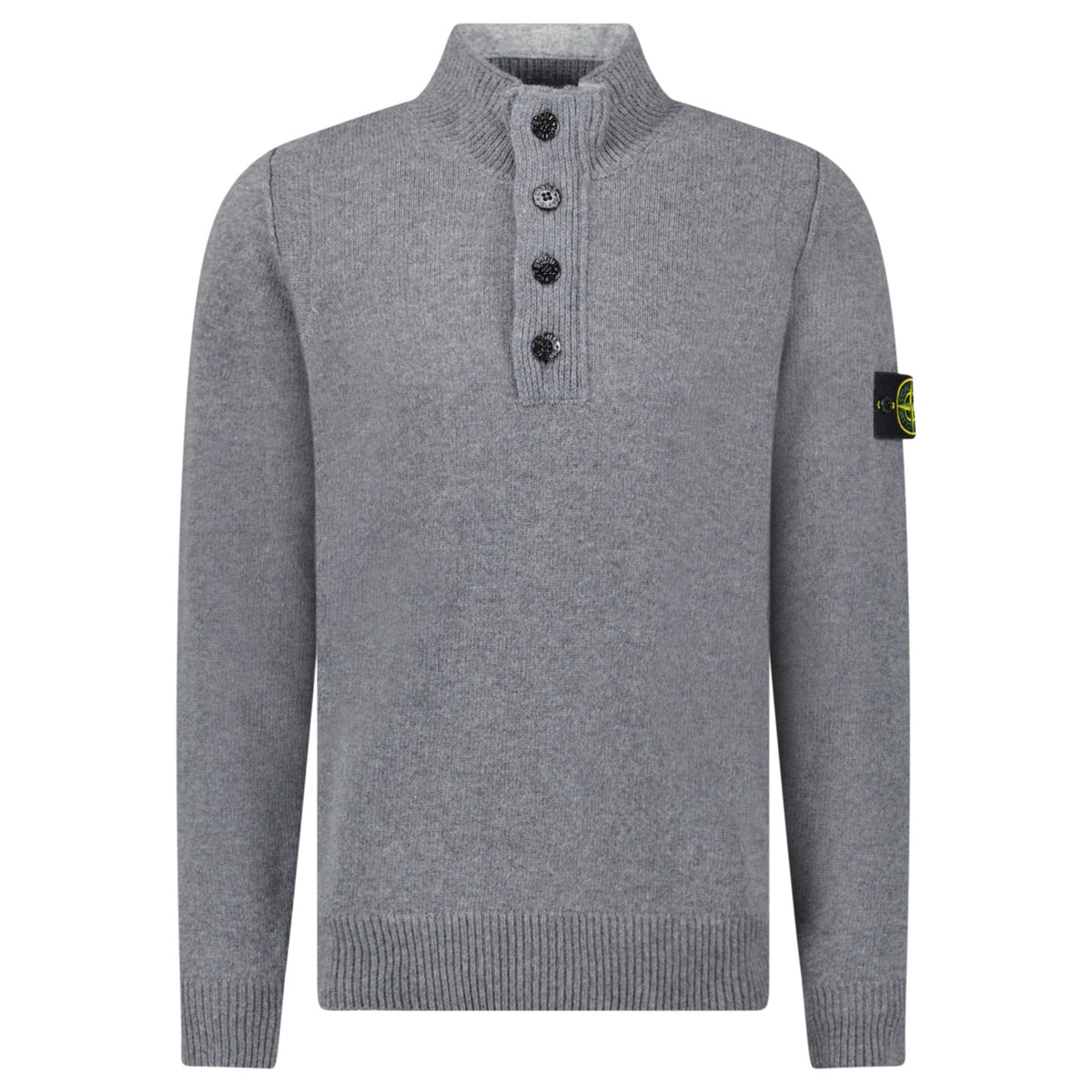 STONE ISLAND GREY HALF ZIP LAMBSWOOL JUMPER