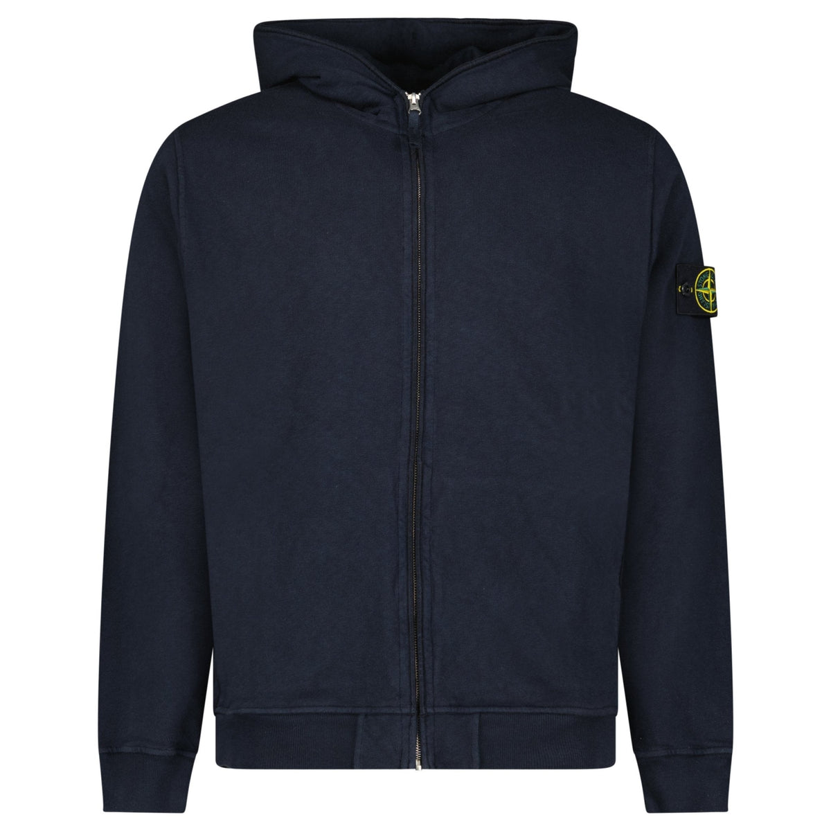 STONE ISLAND HOODED ZIP UP NAVY BLUE
