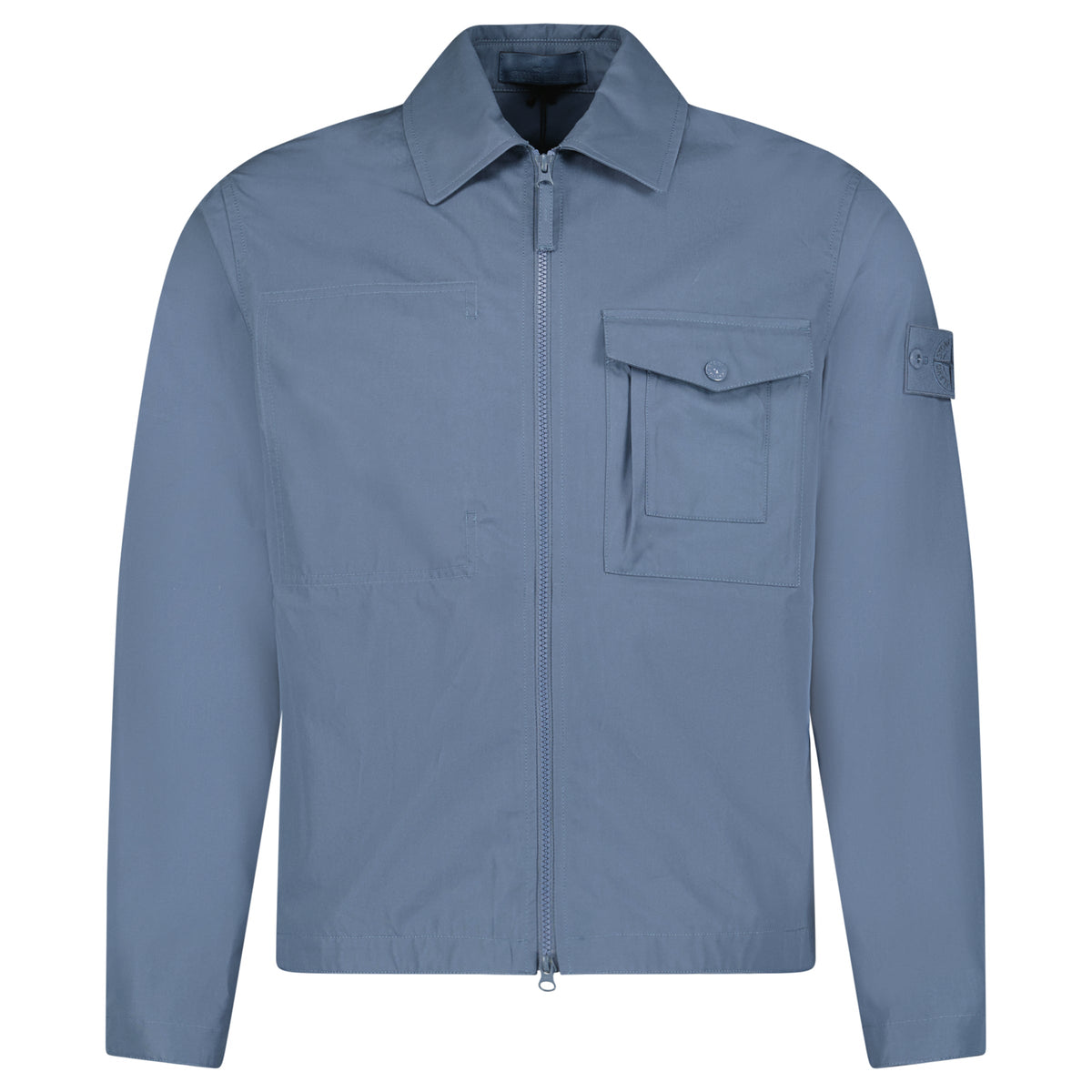 STONE ISLAND GHOST ZIP UP OVERSHIRT SLATE BLUE