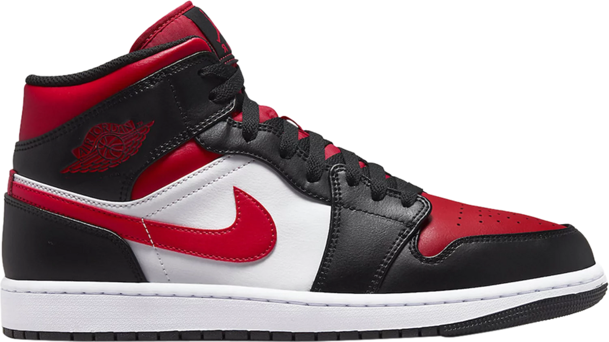 Nike Mens Air Jordan 1 Mid Sneakers - 'Bred Toe'
