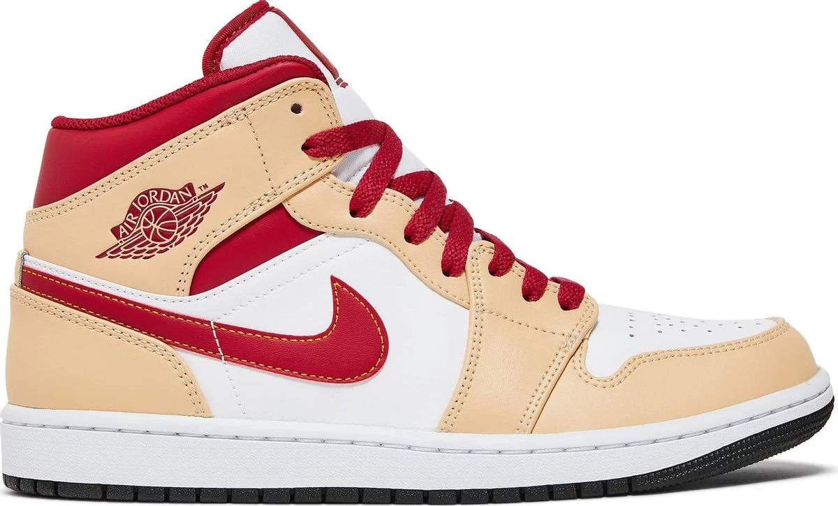 Nike Mens Air Jordan 1 Mid Sneakers - 'Light Curry Cardinal Red'