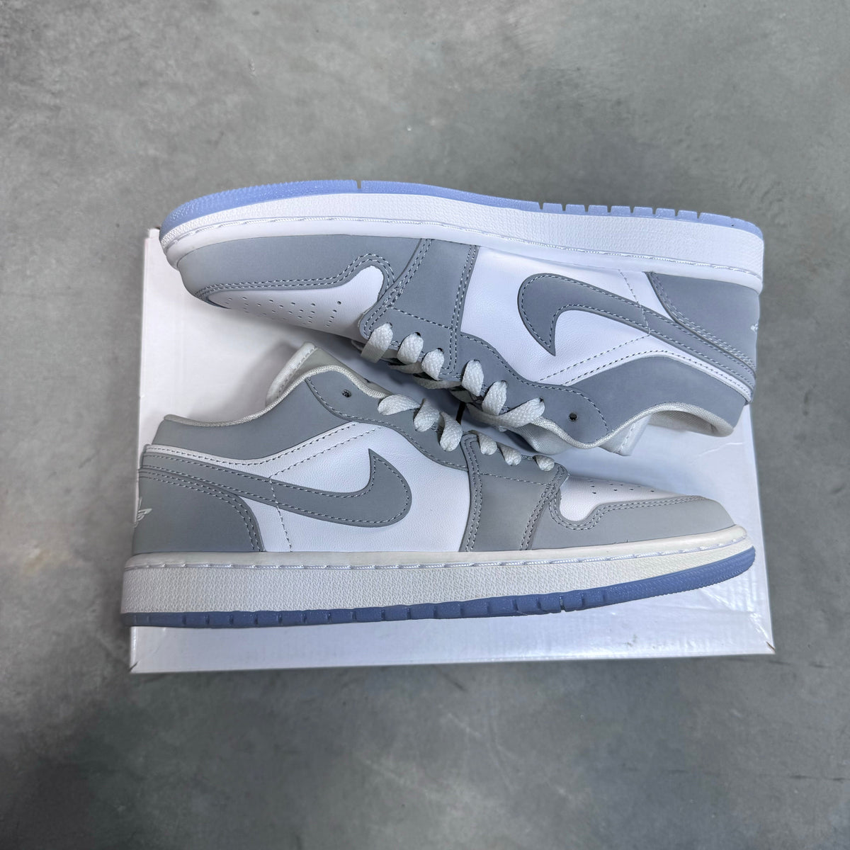 DISPLAY - Nike Womens Air Jordan 1 Low Sneakers - 'White Wolf Grey'