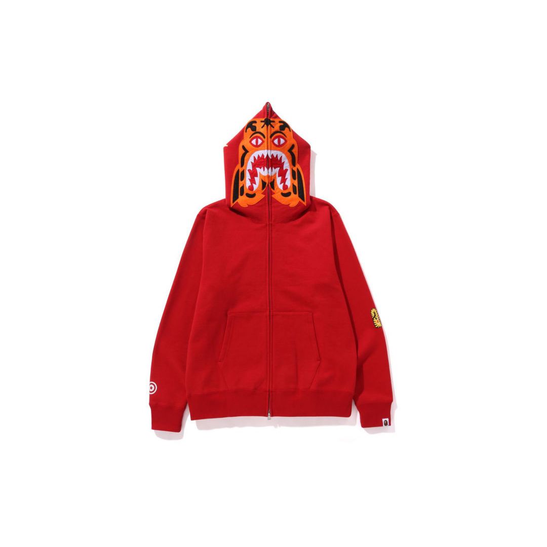 Bape Tiger Full Zip Hoodie 'Red'