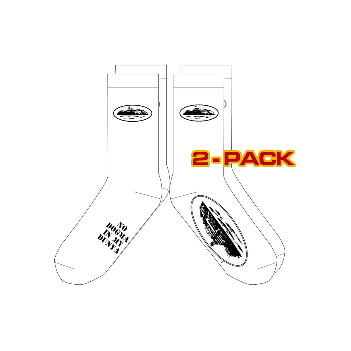 Corteiz Alcatraz Socks (2 Packs) 'White'