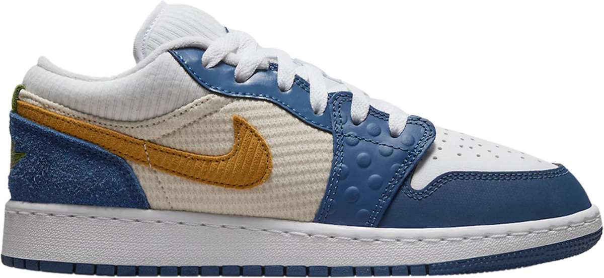 Nike Grade School Womens Air Jordan 1 Low SE Sneakers - 'Patchwork - French Blue'