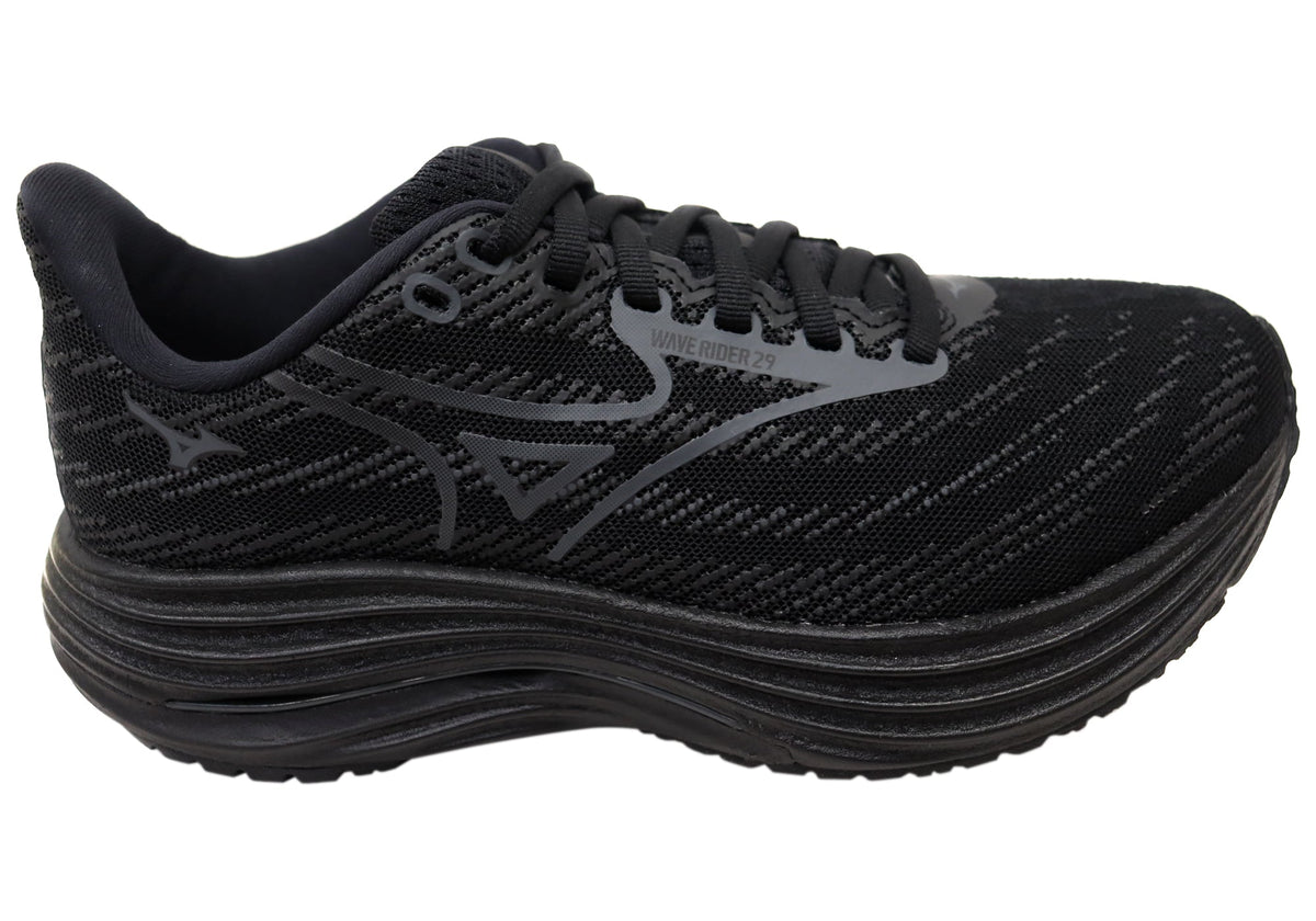 Mizuno Mens Wave Rider 29 Running Shoes Estate Black Iron Gate