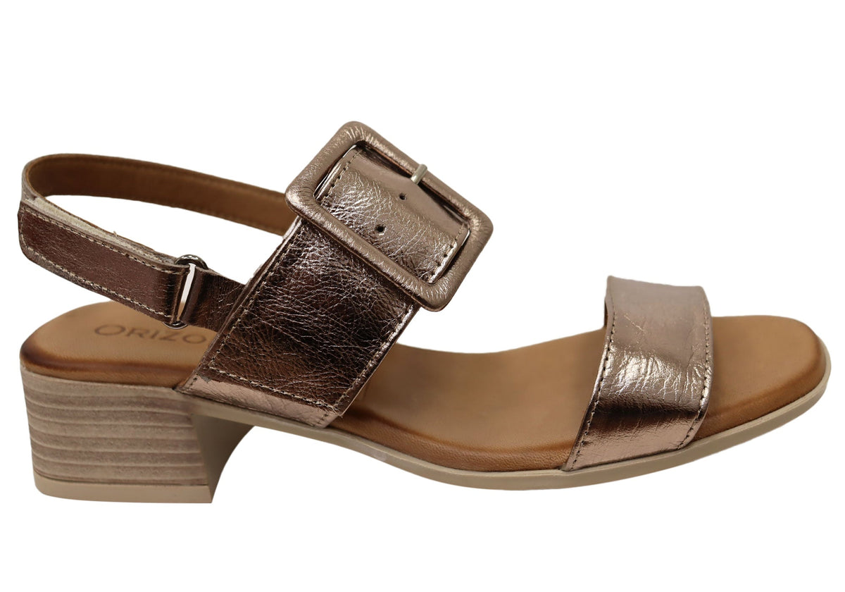 Orizonte Koda Womens Comfortable European Leather Low Heel Sandals