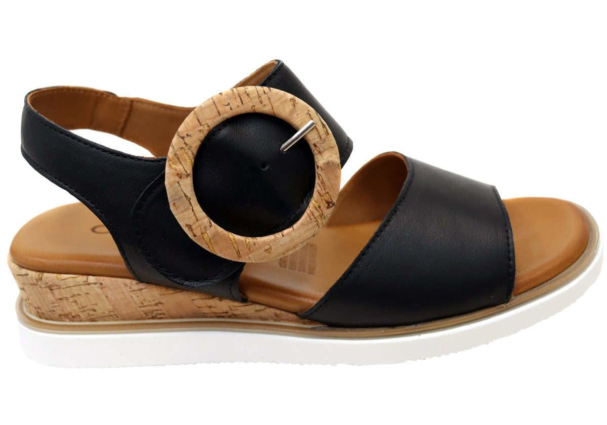 Orizonte Harmonyfeel Womens Comfortable European Leather Wedge Sandals