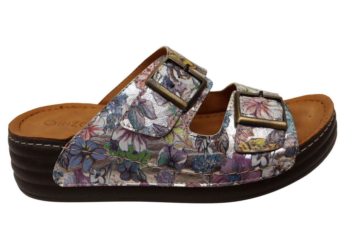 Orizonte Dahliacomfort Womens Comfort European Leather Slides Sandals