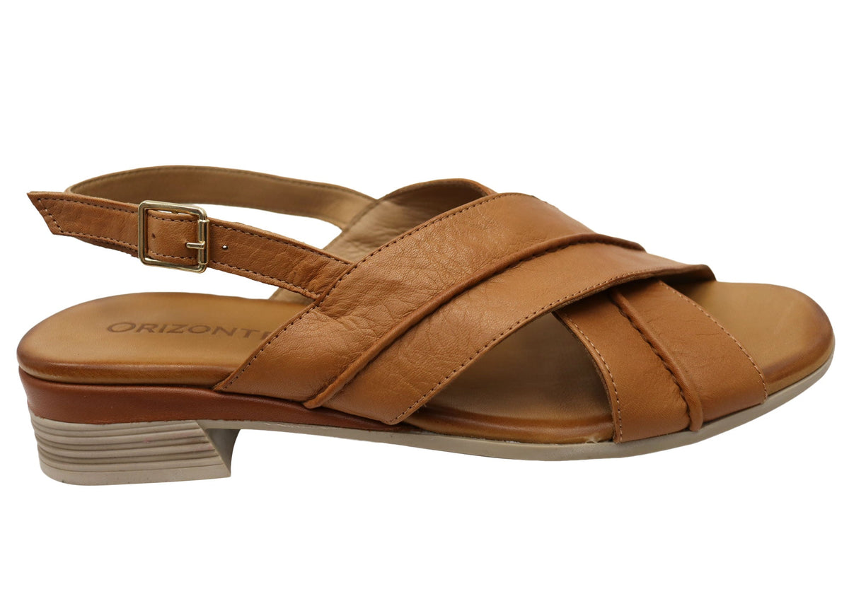 Orizonte Bellalease Womens Comfort European Leather Low Heel Sandals