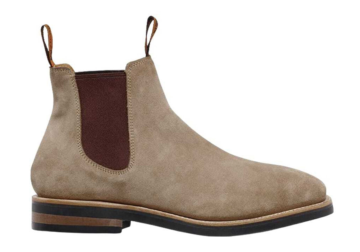 Mustang Mens Signature Pull Up Leather Boots Taupe Suede