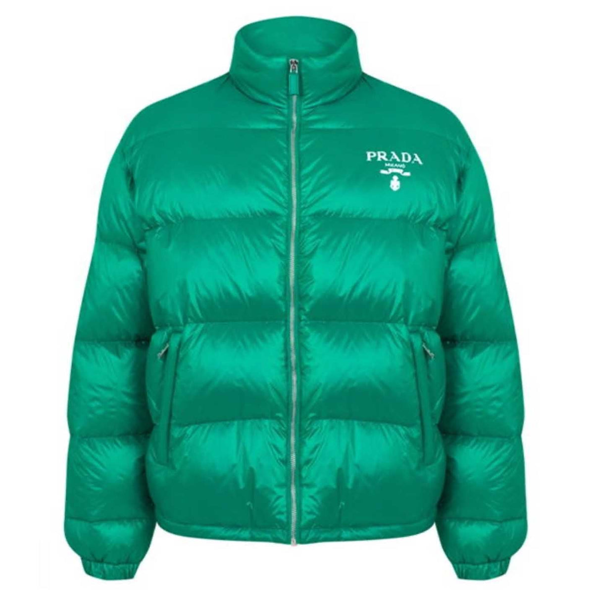 PRADA NYLON QUILTED BOMBER JACKET GREEN