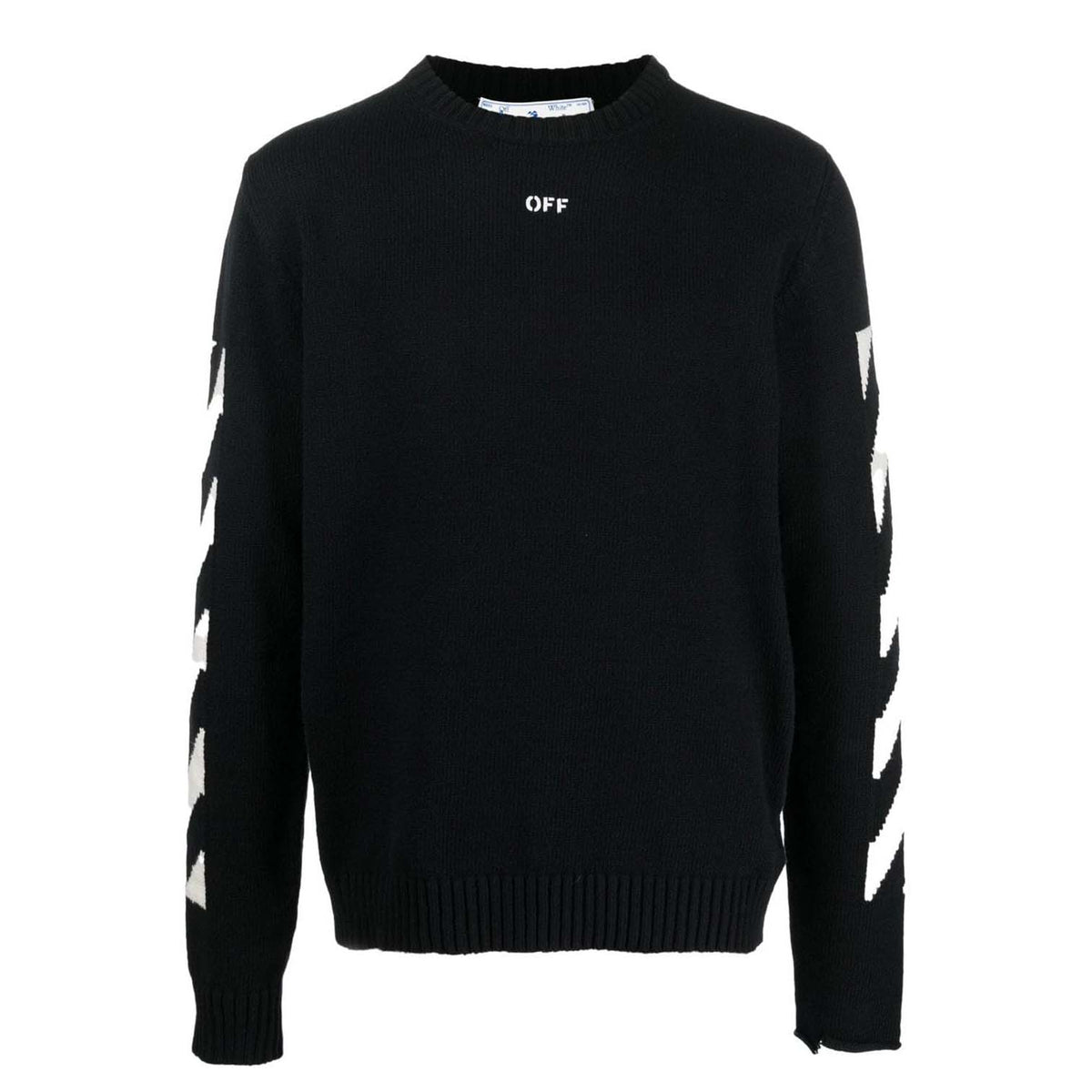 OFF-WHITE Diag-Print Knitted Crewneck Black