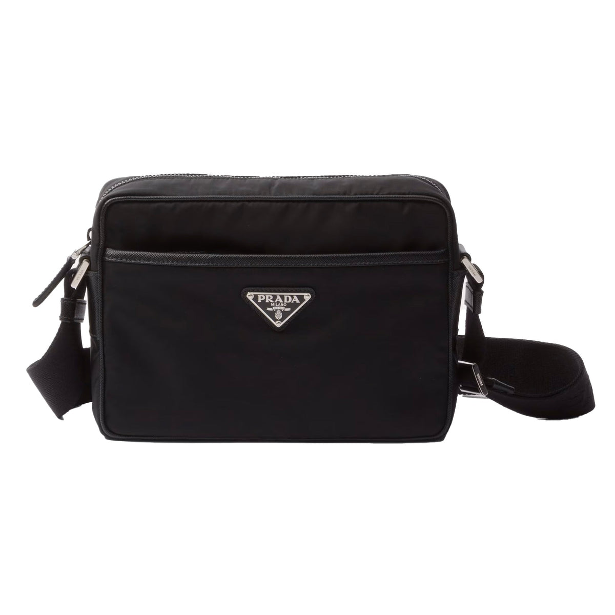 PRADA RE-NYLON AND SAFFIANO SHOULDER BAG IN BLACK