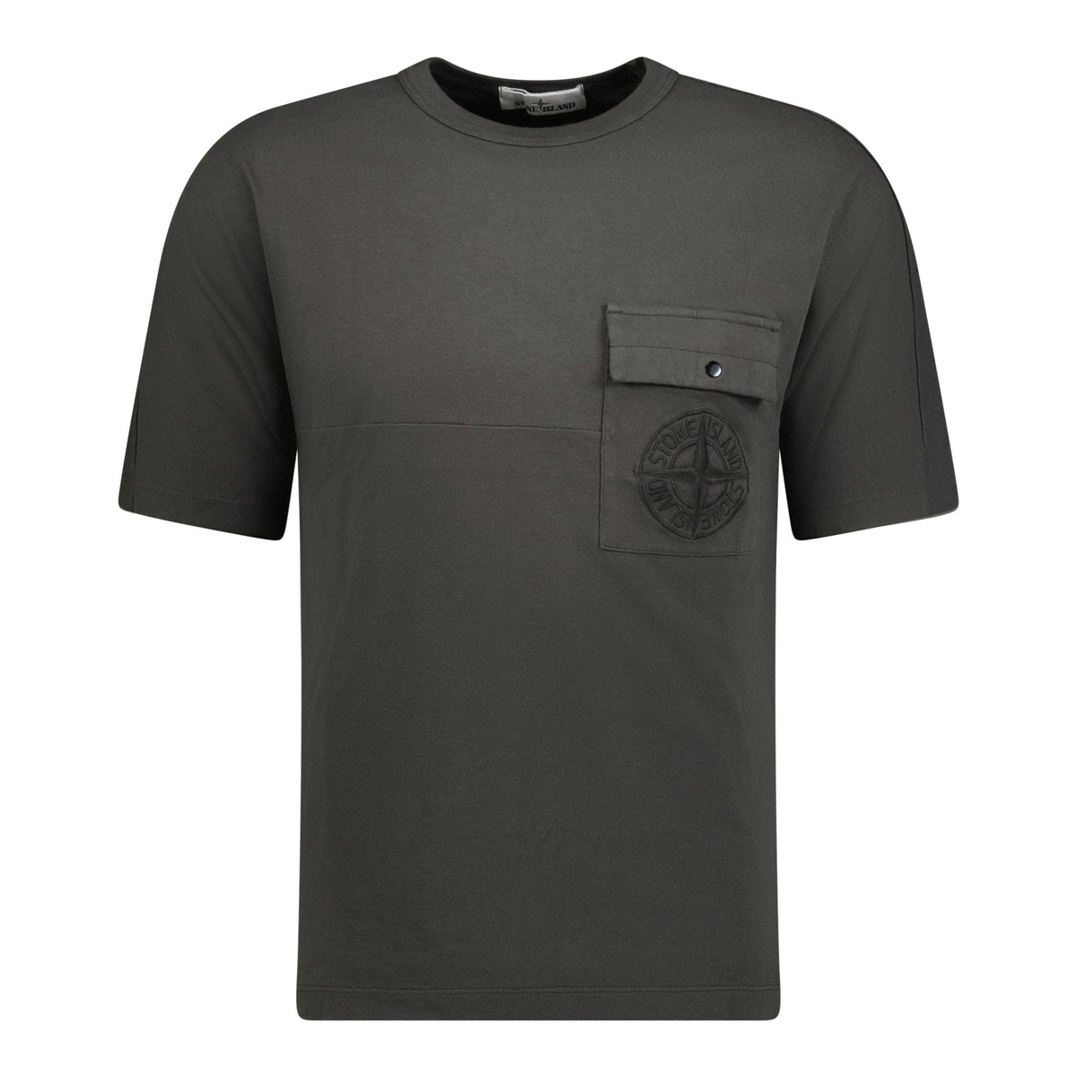 STONE ISLAND COMPASS LOGO FRONT POCKET T-SHIRT DARK GREY