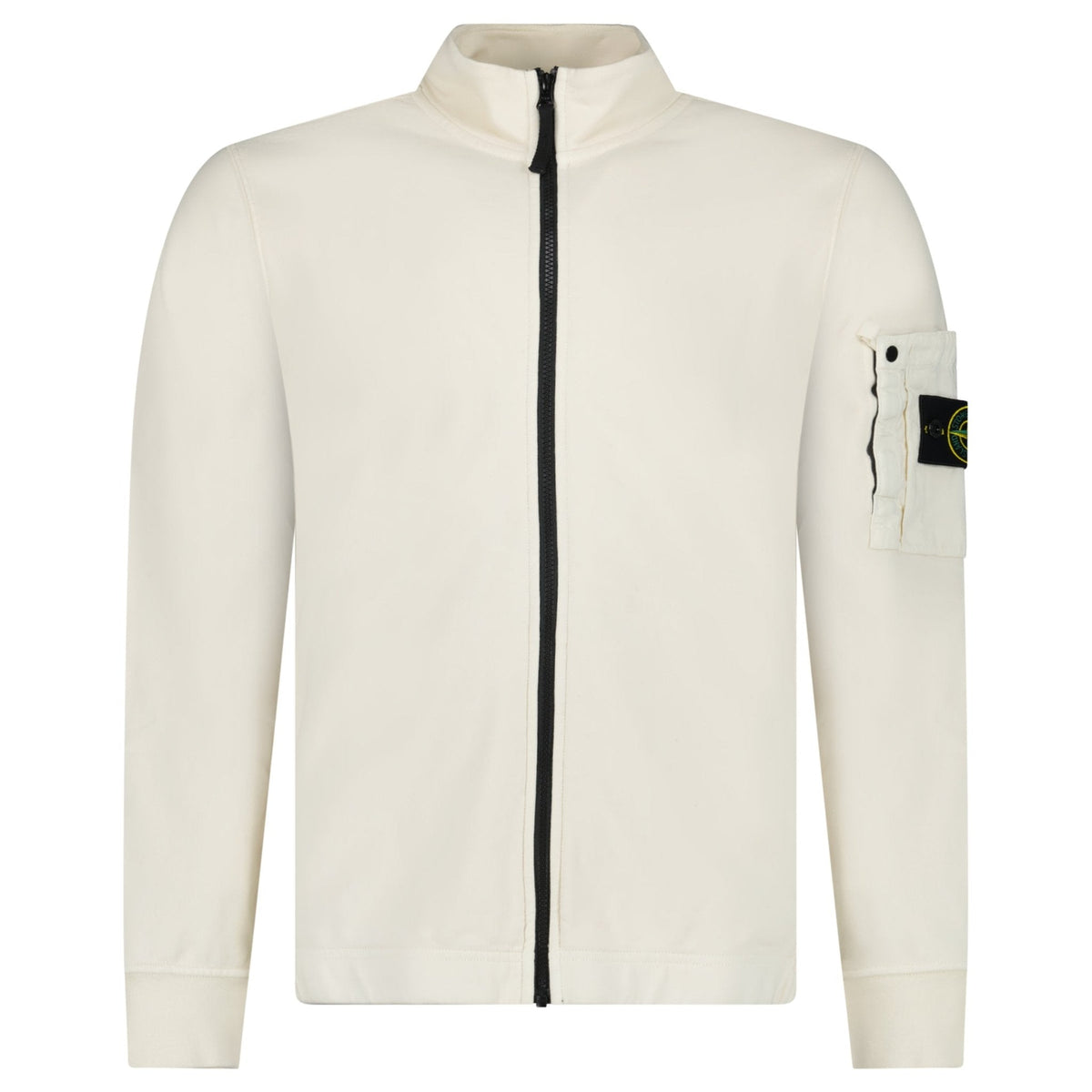 STONE ISLAND COTTON FLEECE TRACK JACKET IN IVORY