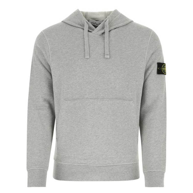STONE ISLAND COTTON HOODED SWEATSHIRT GREY
