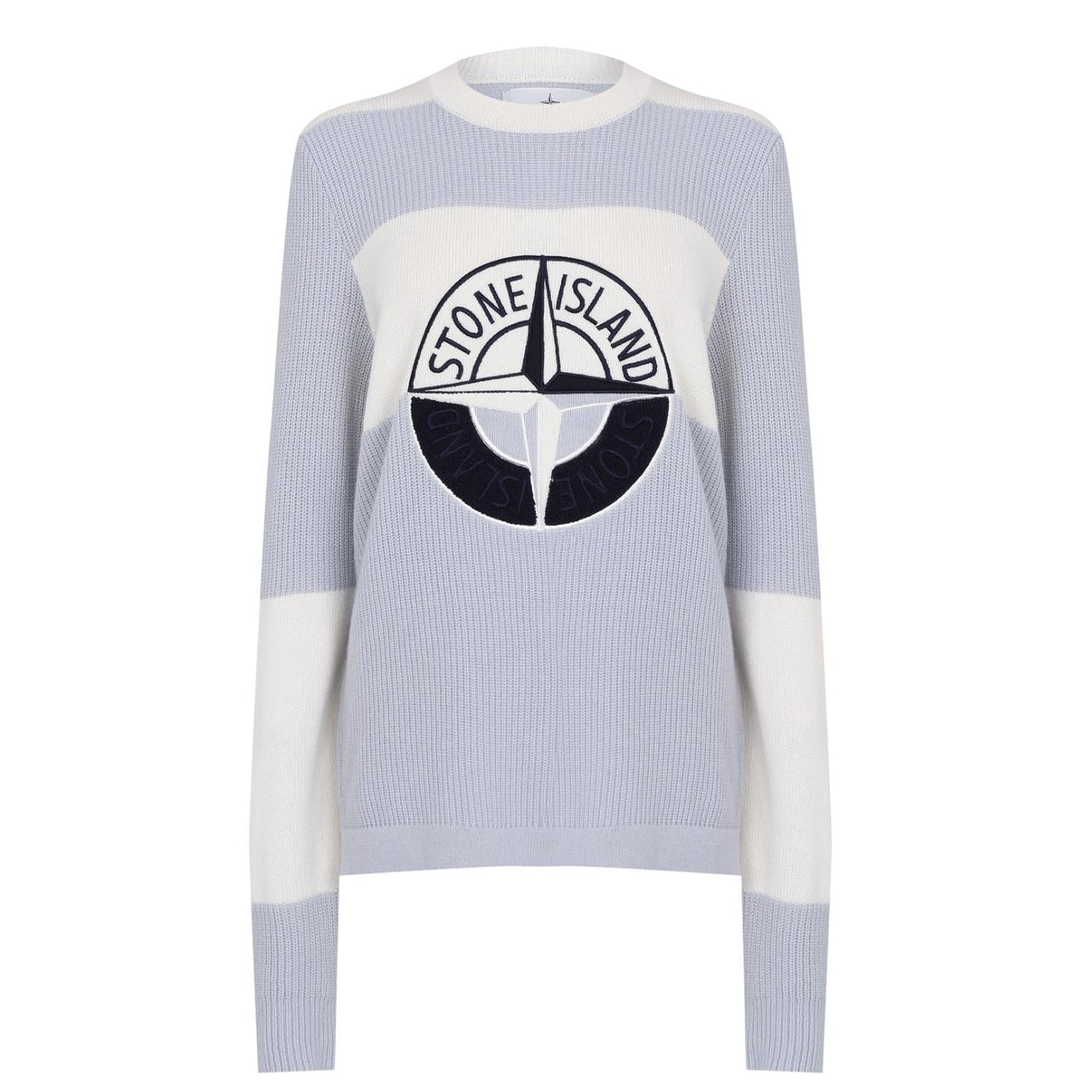 STONE ISLAND EMBROIDERY WOOL JUMPER BLUE & WHITE