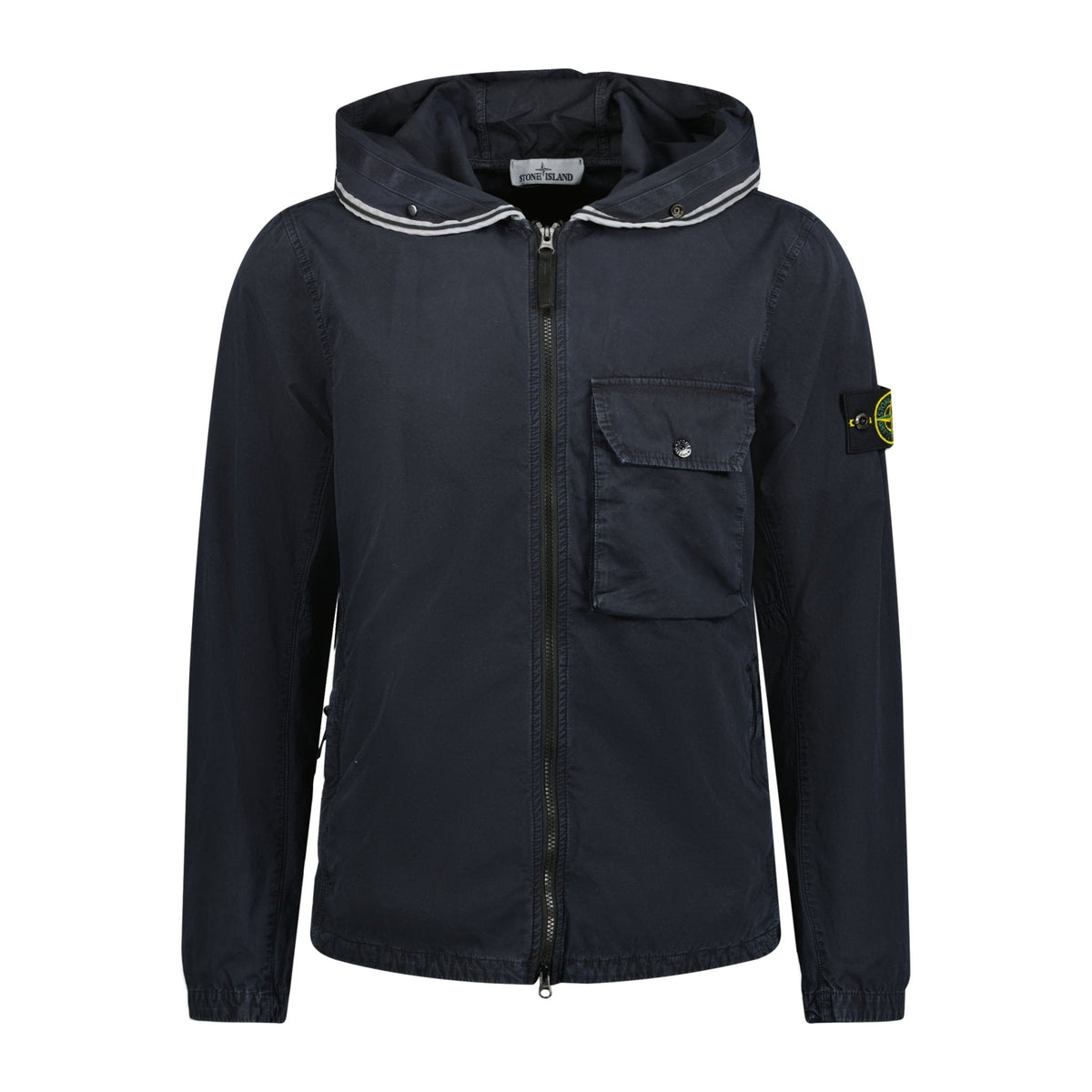 STONE ISLAND HOODED ZIP-UP OVERSHIRT JACKET NAVY