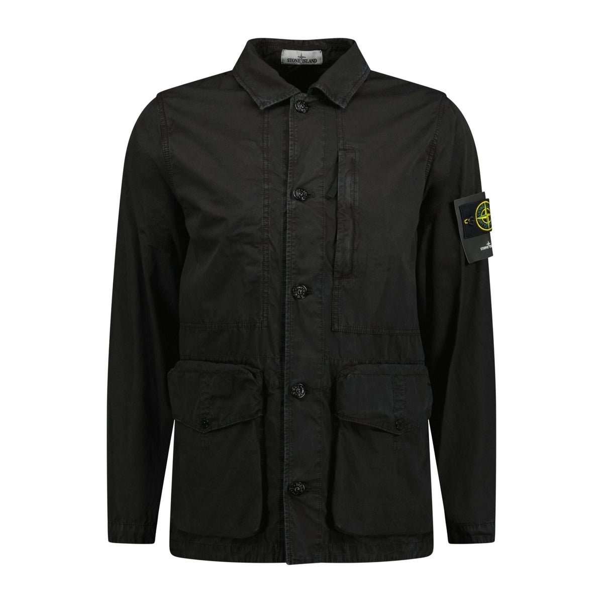 STONE ISLANDLogo Sleeve Brushed Cotton Canvas Jacket Black
