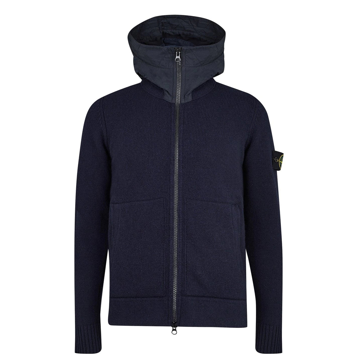 STONE ISLANDNylon Metal Hood Zip-Up Knit Navy
