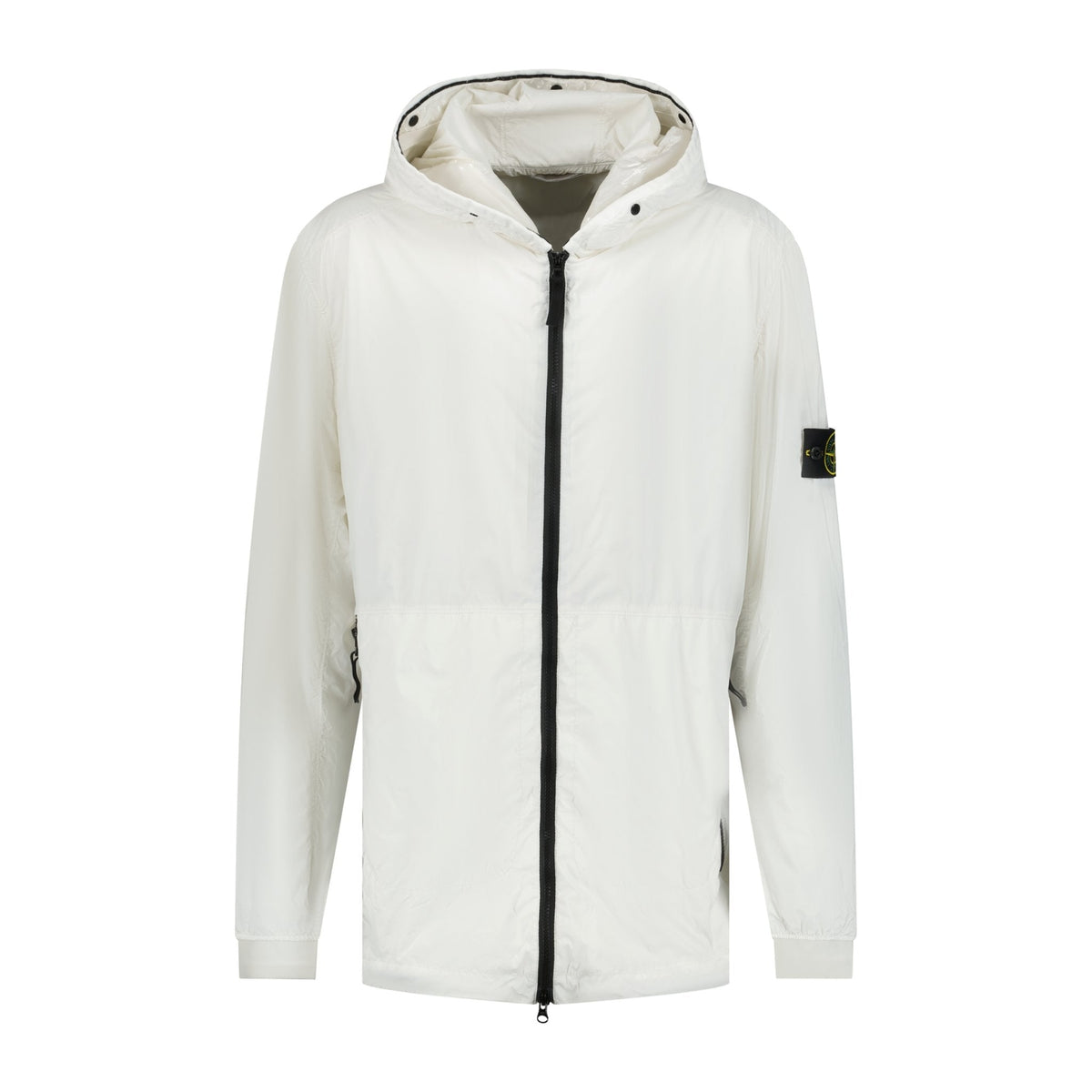 STONE ISLAND NYLON-TC HOODED RAIN JACKET WHITE