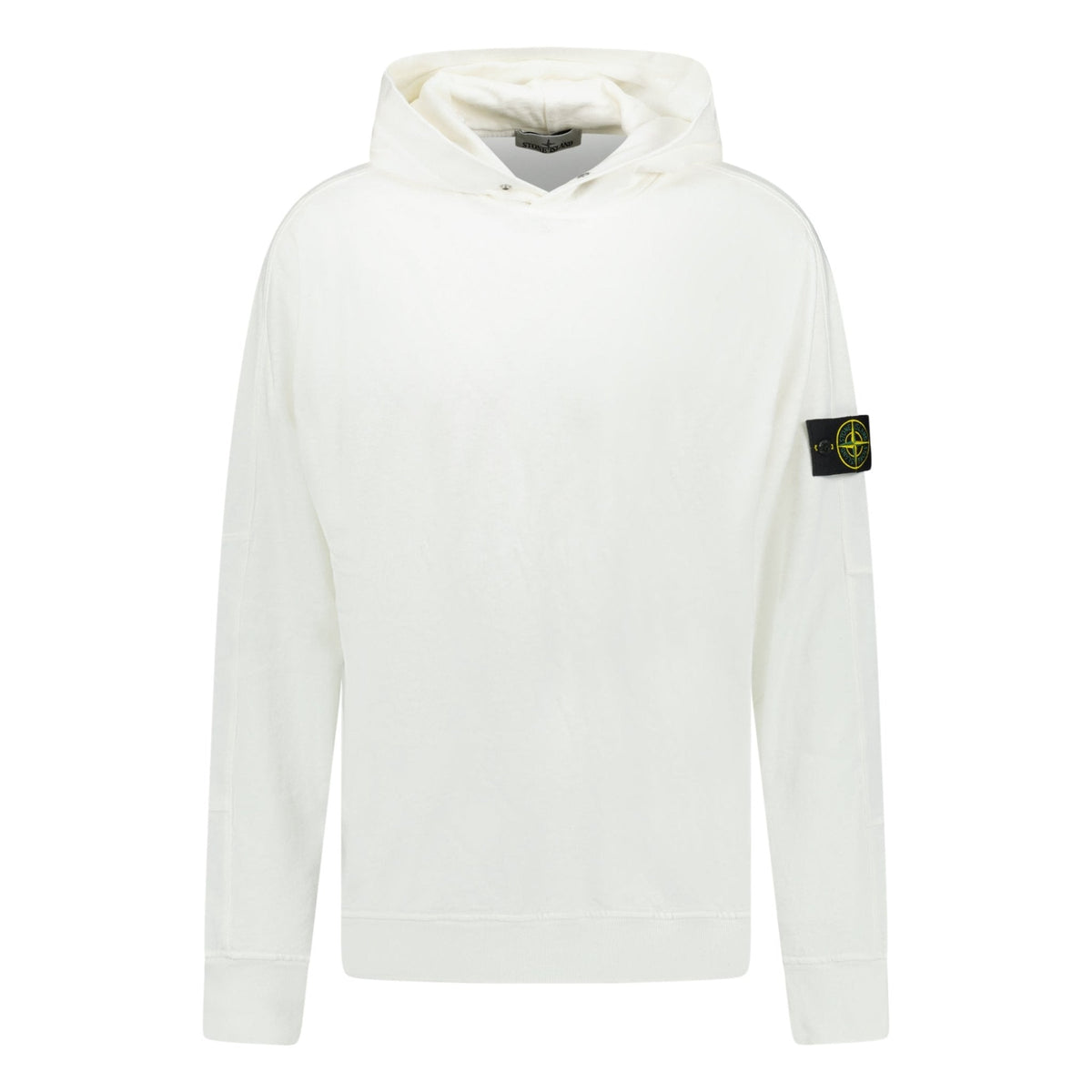 STONE ISLAND ‘OLD’ TREATMENT HOODED SWEATSHIRT IN WHITE