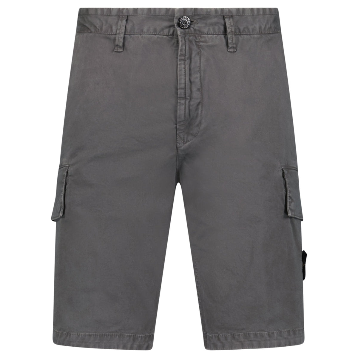 STONE ISLAND ORGANIC COTTON STRETCH BROKEN TWILL 'OLD' EFFECT CARGO SHORTS IN CHARCOAL GREY
