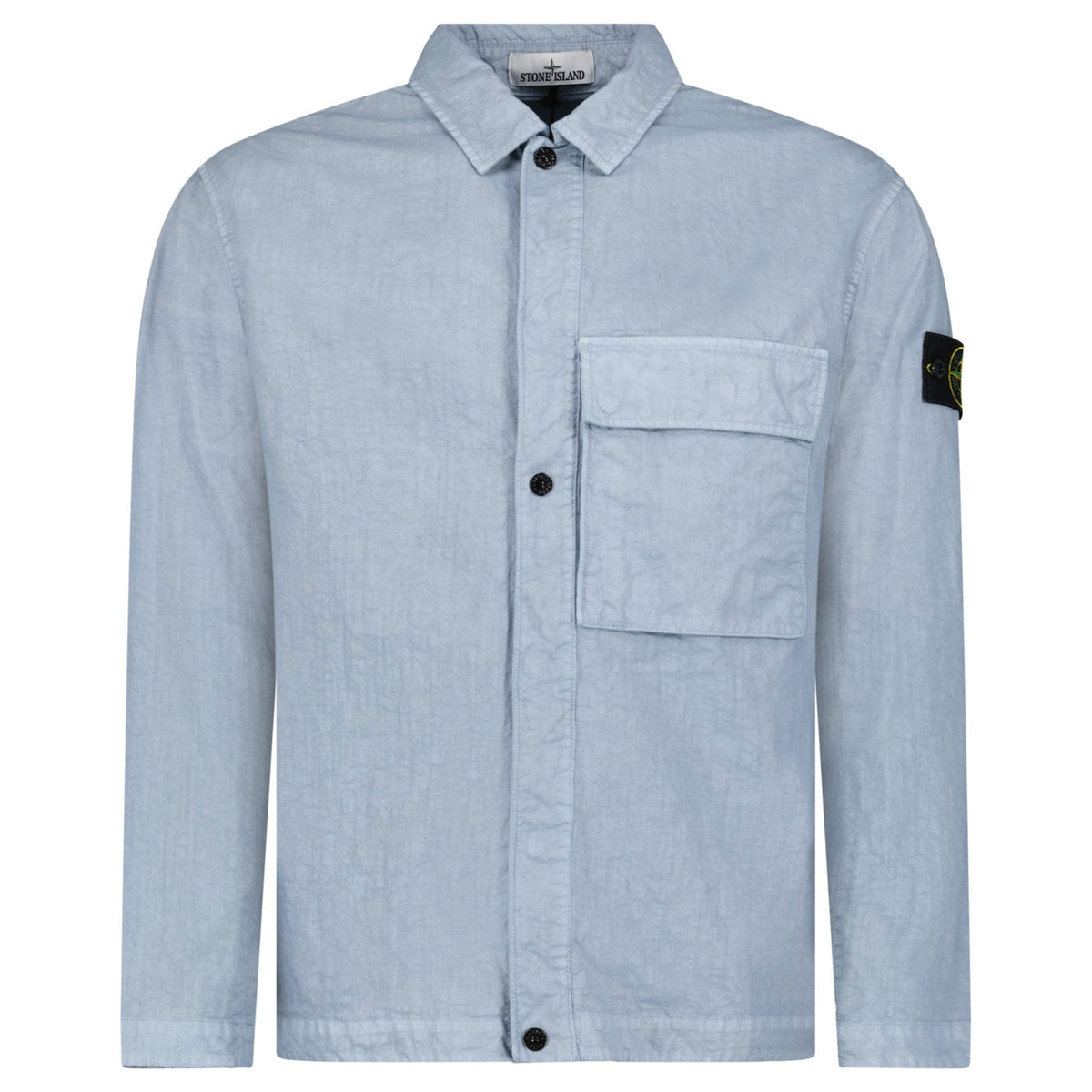STONE ISLAND ORGANIC-LOOK NYLON PANAMA-TC OVERSHIRT IN AVIO BLUE