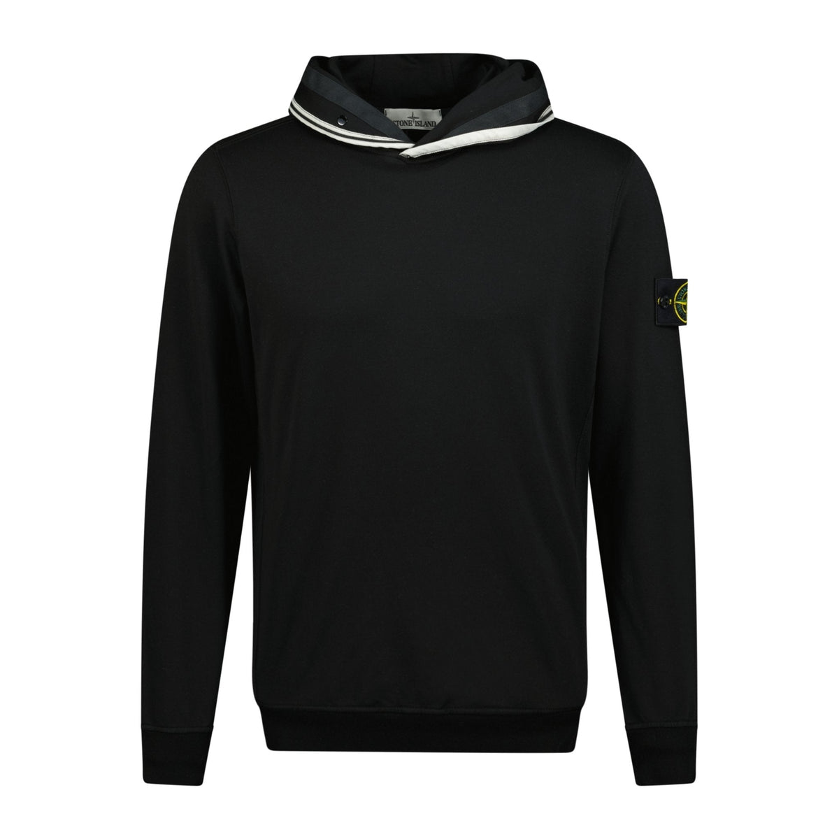STONE ISLAND OTH CHEST SNAP COTTON HOODIE BLACK