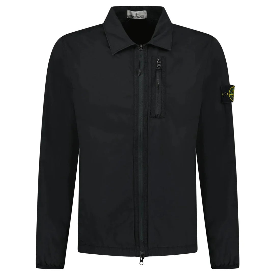 STONE ISLAND STRETCH COTTON NYLON TWILL OVERSHIRT BLACK