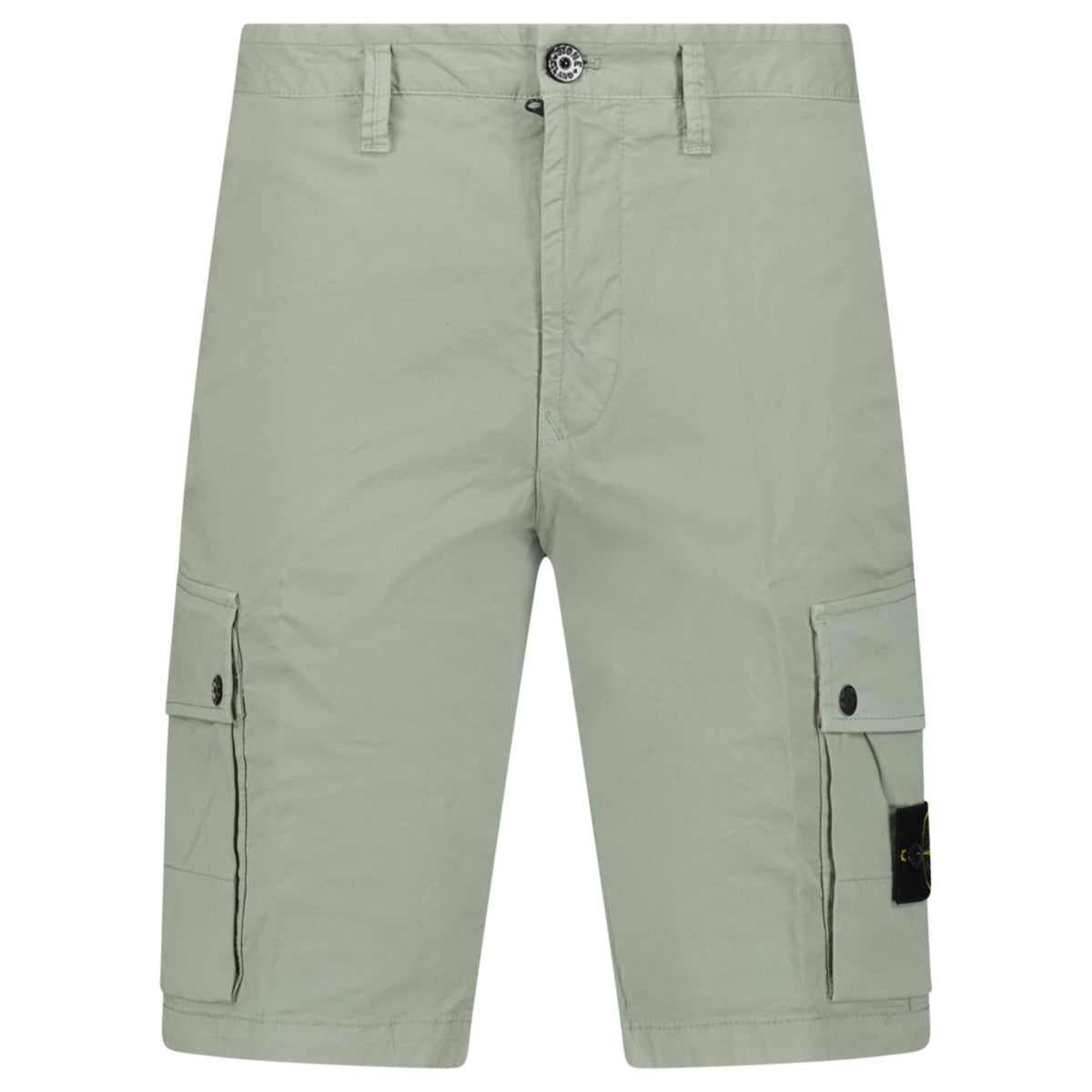 STONE ISLAND STRETCH ORGANIC COTTON TWILL CARGO BERMUDA SHORTS IN SAGE GREEN