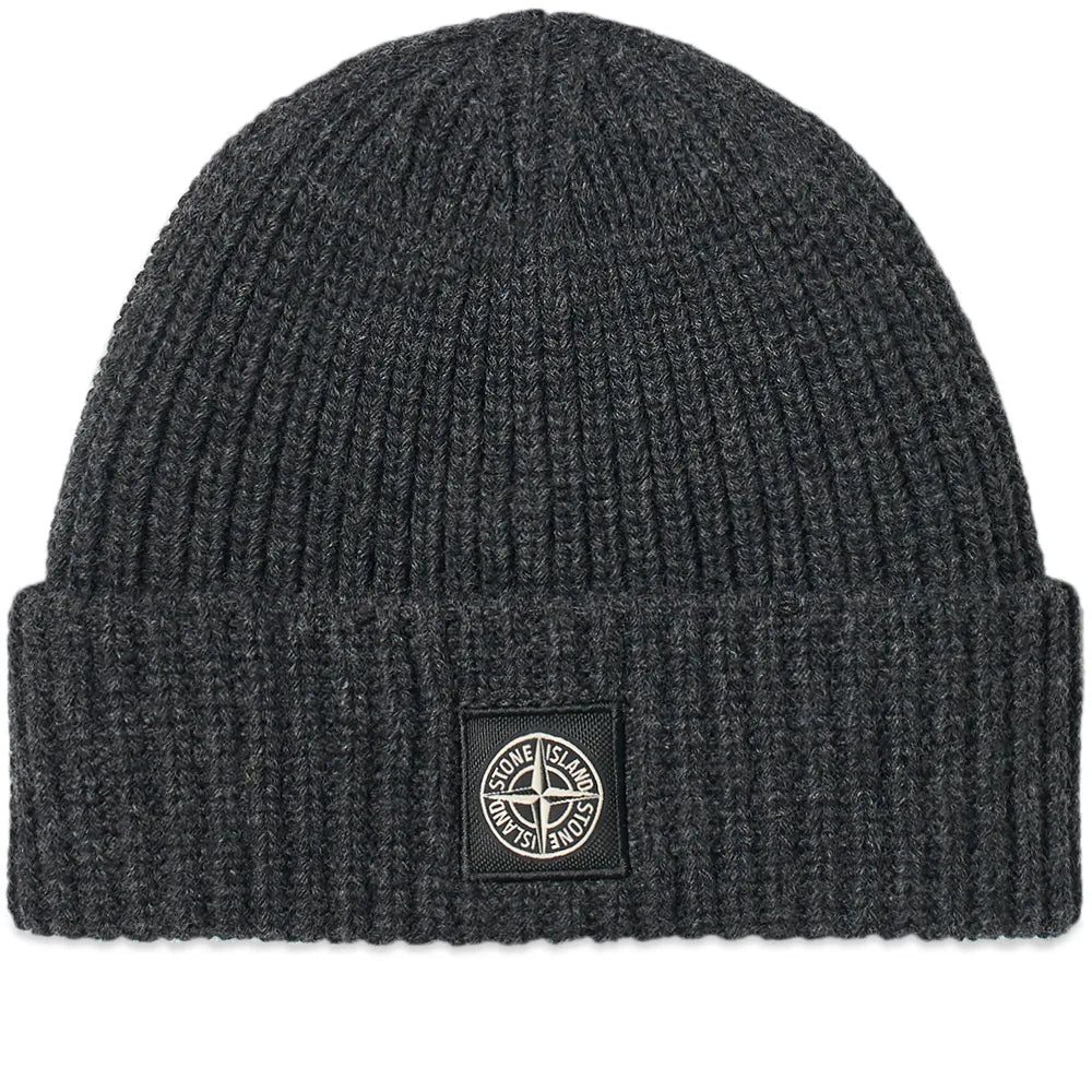 STONE ISLAND WOOL BEANIE HAT GREY
