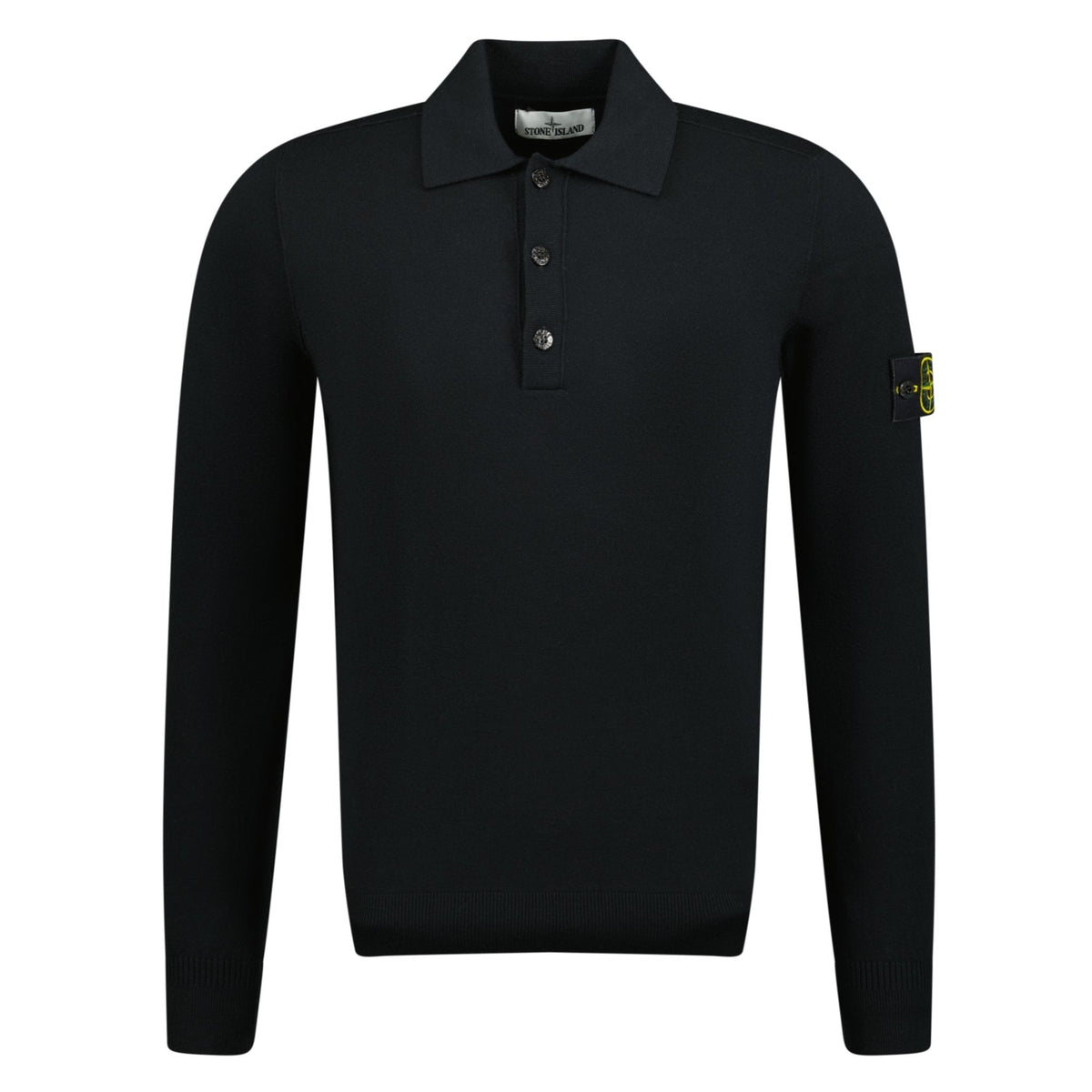 STONE ISLANDWool Polo-Shirt Black