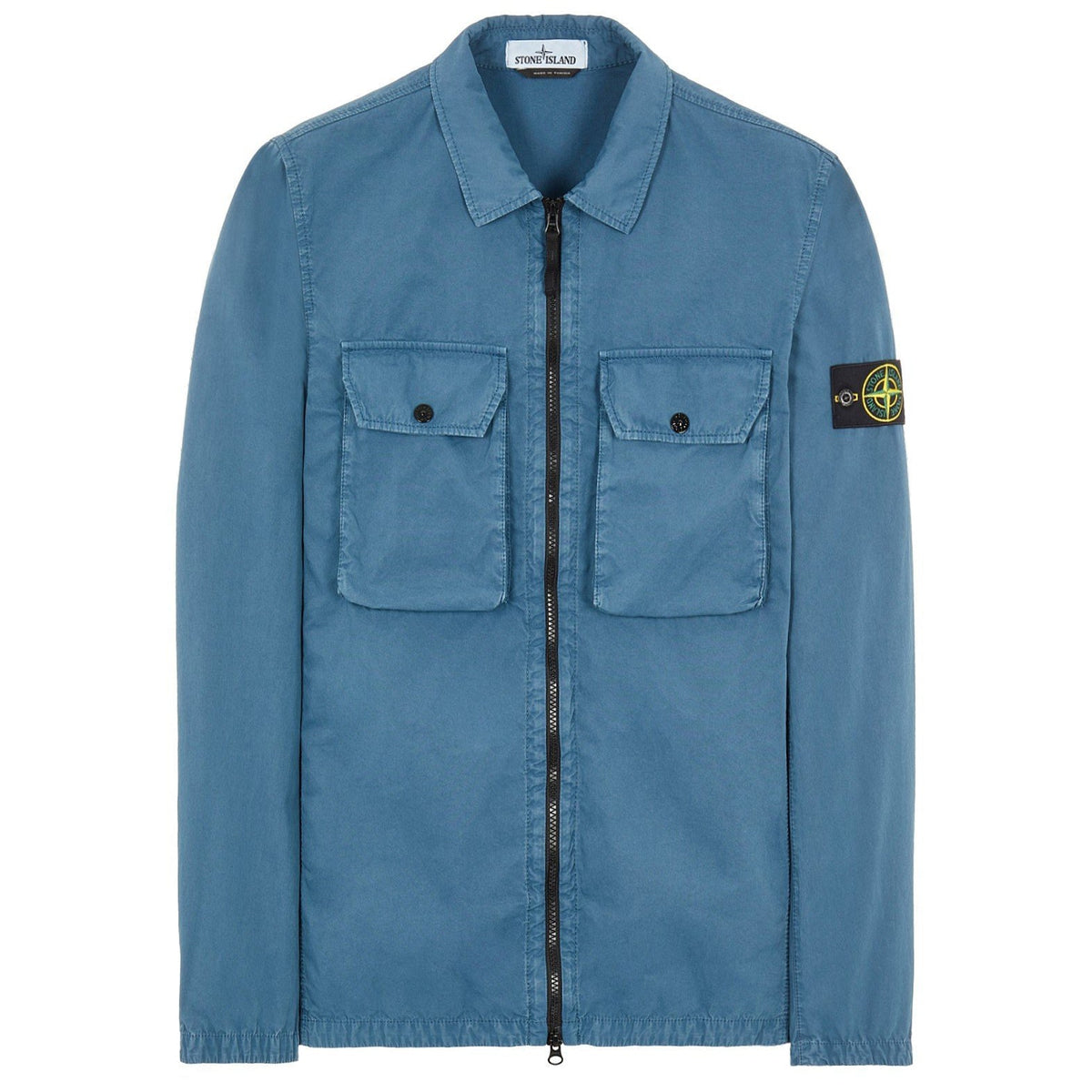STONE ISLAND ZIP OVERSHIRT JACKET PETROL BLUE
